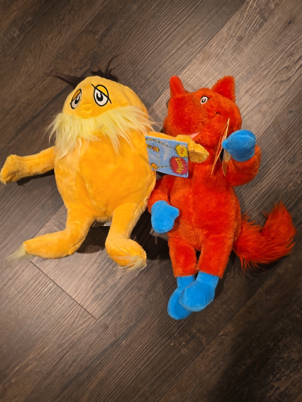 Dr. Seuss Lorax and Fox In Socks Plush Toys - Orange and Yellow Soft Stuffed